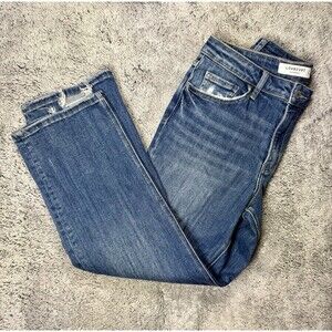 Lovervet By Vervet Jeans 29/9 Distressed Med Wash Straight Crop‎ Ankle Stretch